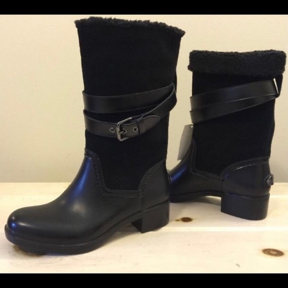 Black Coach Rain Boots - Picture 2 of 6